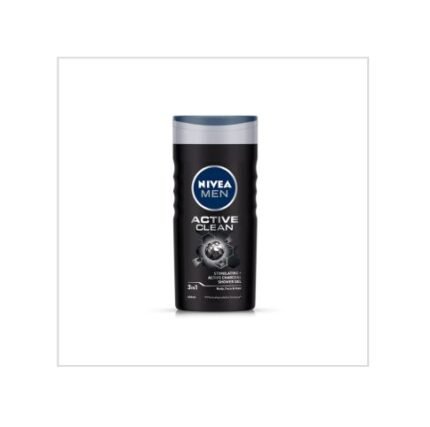 NIVEA MEN Hair, Face & Body Wash, Active Clean Shower Gel, 250ml